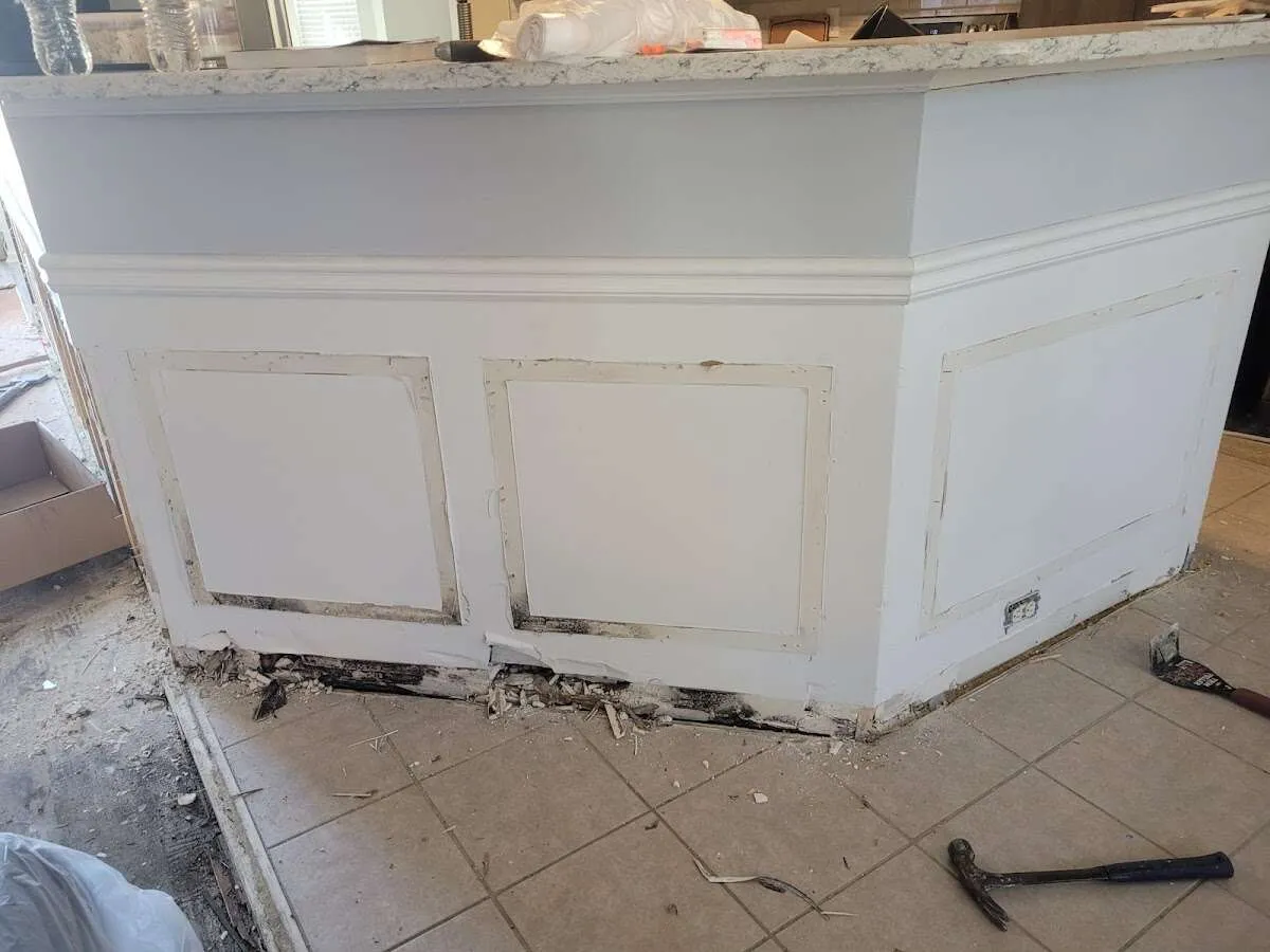 Water damage and mold on kitchen during Storm Damage Restoration in Greenbrier